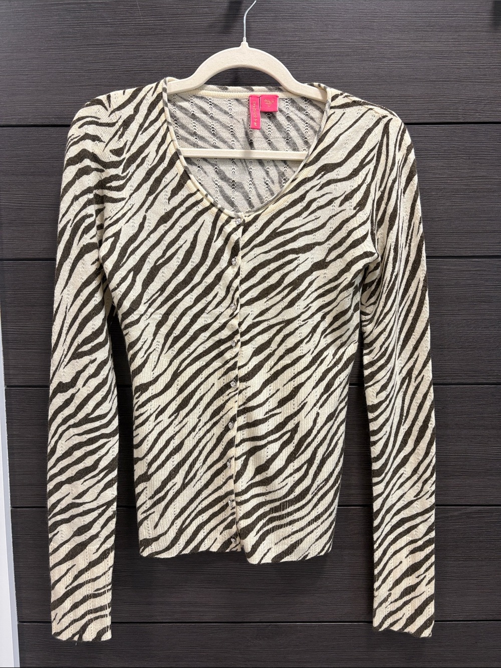 Charlotte Tarantola Zebra-Print Long Sleeve light weight sweater - Cream & Brown